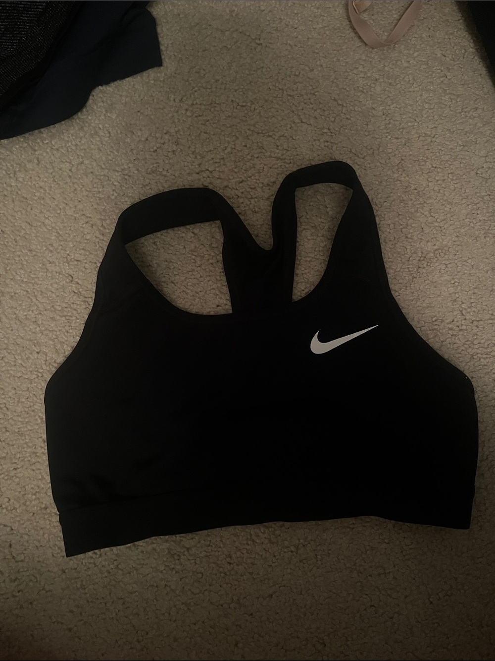 Nike Black Racerback Sports Bra with White Swoosh